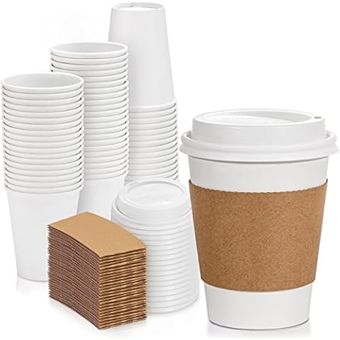 Ginkgo 100 Pack 12 oz Disposable Thickened Paper Coffee Cups with