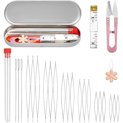 100 Pcs Beading Needles Set,75 Pcs Long Straight Beading Thread Needles 18  Pcs Big Eye Beading Needles with Threader, Needle Bottle, Yarn  Scissors,Tweezers for Bracelets and Jewelry Making