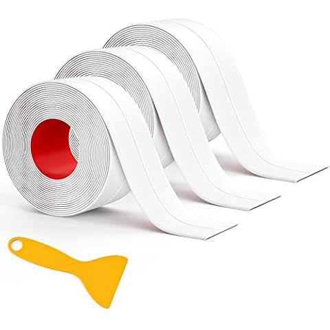 Caulk Strip PE Self Adhesive Tape for Bathtub Bathroom Shower Toilet  Kitchen and Wall Sealing 11 Ft Length (38 mm 1 Pack, White) 