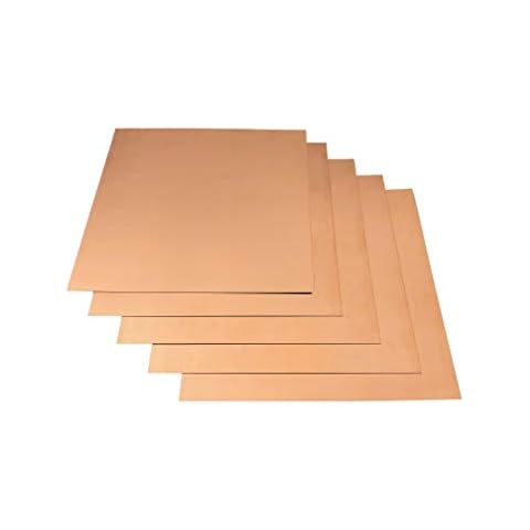 6 Pcs Pure Copper Sheet 6 x 6 Inch 24 Gauge (0.51mm) Thickness Copper Plate  Double Sided Film Attached Metal Material Copper Sheet for Crafting