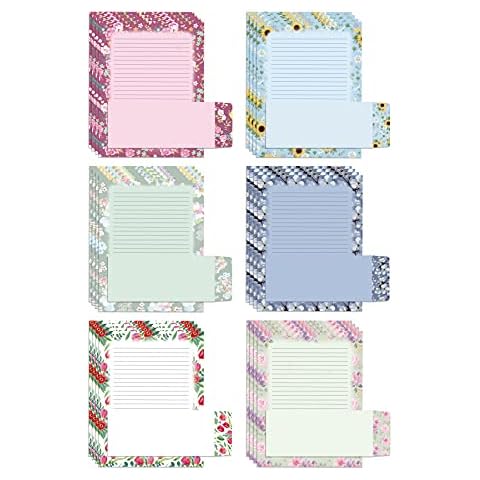 Cute Floral Stationery Paper (48 PCS) 7.1 x 5.2 Lined Matching Envelopes  (24 PCS) Double Sided for Invites