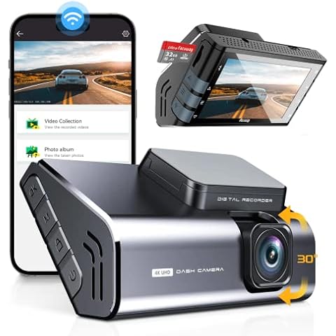 Dash Cam Front And Rear 4K Built-in 5GHz WiFi, Focuway T5 Dash