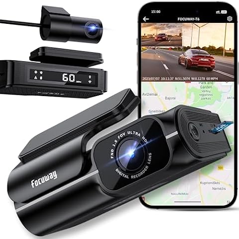 4K Dual Dash Cam Front and Inside, GOODTS Car Camera 1080P with 1.5 inch  Screen, Dash Camera for Cars with WiFi, Dashcam with App Control, G-Sensor,  Parking Monitor, 64GB Memory Card 