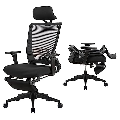 URRED Ergonomic Office Chair Mesh with Foldable Backrest, Mesh Home Office Computer Task Desk Chairs with Adjustable Arms and 360 Degree Universal