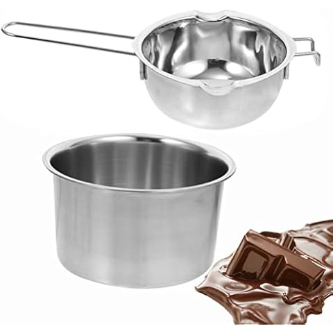 Double Boiler Pot Set, Stainless Steel Melting Pot with Silicone Spatula  for Melting Chocolate, Soap, Wax, Candle Making (600ml and 1600ml)