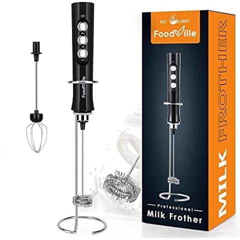  ELITAPRO ULTRA-HIGH-SPEED 19,000 RPM, Milk Frother DOUBLE  WHISK, Unique Detachable EGG BEATER and STAND For quick preparation  (Black): Home & Kitchen