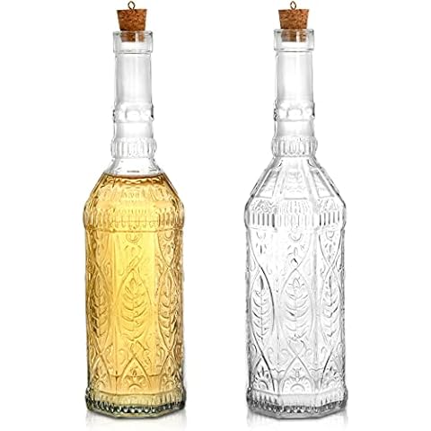 BULK PARADISE Assorted Clear Glass Bottles with Corks, 6 Pack, 2.5