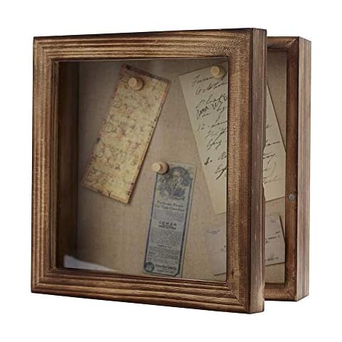 8X8 Shadow Box Frame Display Case with Letter Stickers, Display