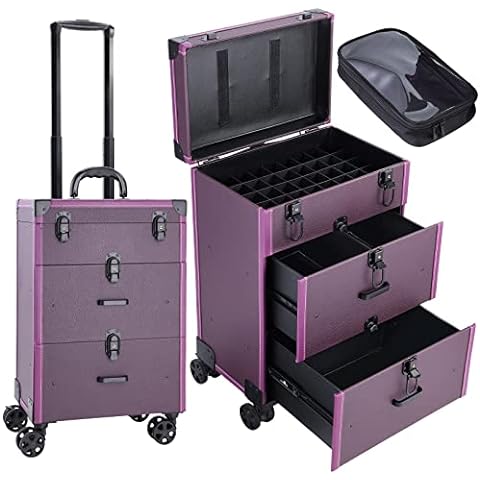 FRENESSA Makeup Box Makeup Train Case Nail Polish Cosmetic Storage  Organzier Box for Makeup, Nail Tech and Artist with Mirror, Drawer and  Dividers Manicure Organizer Travel Nail Kit Box - Pink Light