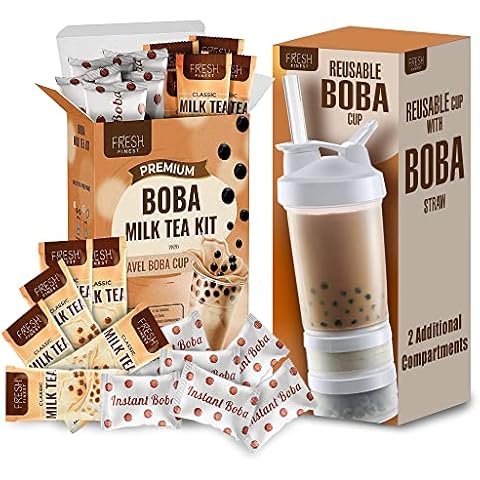 Flavor Purveyor Bubble Tea Kit, Easy DIY Boba Tea Kit, Includes Tapioca  Boba Pearls, Royal Milk Loose Tea Leaves 2 Reusable Straws, Vegan and  Dairy-Free 4 Piece Set