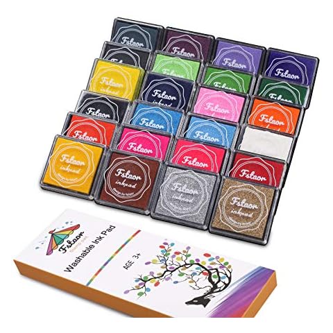 Fstaor 16 Colors Craft Ink Pads for Stamps, Non-Toxic Washable Stamp Pads  for Kids, Paper, Wood, and Fabric (16 Pack)