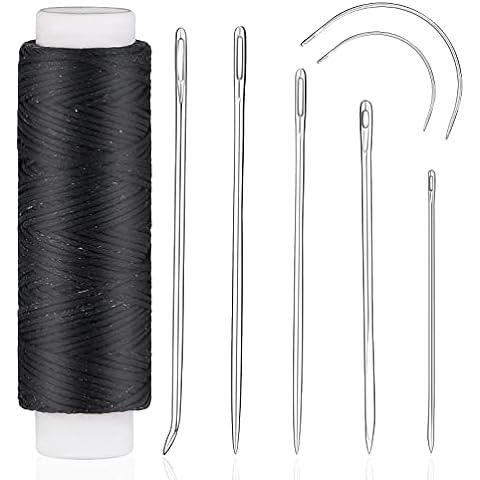 Heavy Duty Upholstery Thread and Needles Kit for Hand Sewing, Including 3  Colors Extra Strong Nylon Thread and 2 Set Heavy Duty Hand Needles, Leather