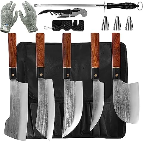 FULLHI 9/11pcs Chef's Knife Set - Hand Forged Boning Knife, High Carbon  Steel Chef's Knife, Full