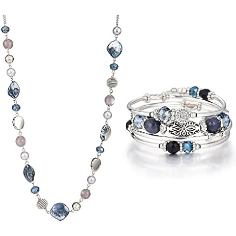 FULU AUTUMN Beaded Bangle Bracelets for Women Silver Wrap Bangles Bracelet  Womens Costume Jewelry Fashion Gift