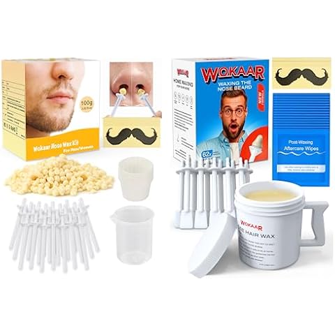Wokaar Nose Hair Waxing Kit for Men, 100 g Hard Wax Beads, 30 Applicat