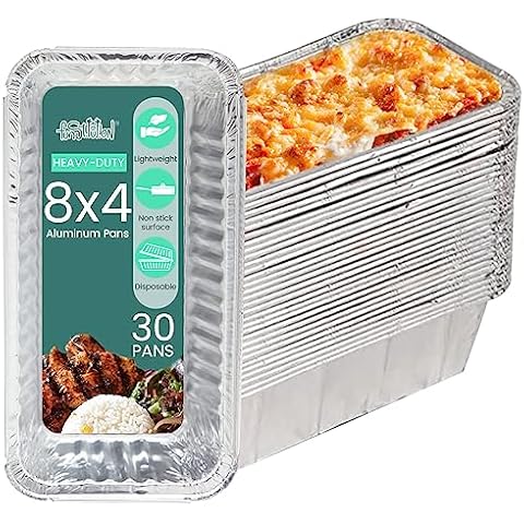 Stack Man 9x13 Disposable Aluminum Foil Pans 30 Pack Large Baking Pan Trays - Heavy Duty Tin Tray Half Size Chafing Dishes. Food Containers for