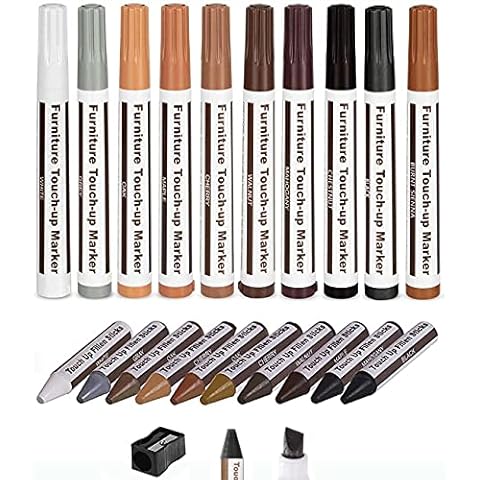 DEWEL Furniture Markers Touch Up, 17 Pcs Wood Scratch Repair Kit, Upgrade  Wood Furniture Repair Markers and Wax Sticks for Stains, Scratches, Wood