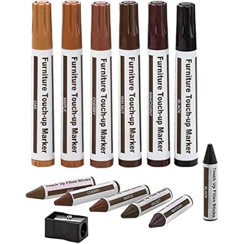 Katzco Furniture Repair Kit Wood Markers - Set of 13 - Light Colored  Markers and Wax