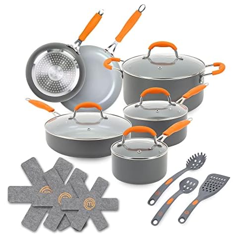 Goodful 12 Piece Cookware Set with Titanium-Reinforced Premium Non-Stick Coating, Dishwasher Safe Pots and Pans, Tempered GLA