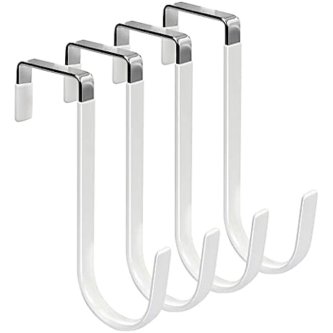 HFHOME 2Packs Over The Door Double Hanger Hooks, Metal Twin Hooks Organizer  for Hanging Coats, Hats, Robes, Towels- Black