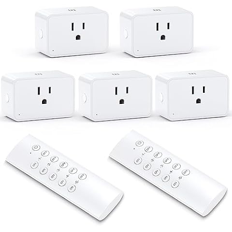 G-Homa Wireless Remote Control Outlet Plug Light Switches, Long Range with  2 Remotes and 5 Pack Outlets Plug for Light Bar, Seasonal Light, Plant