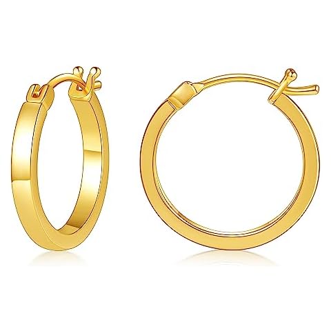 Gacimy Gold Hoop Earrings for Women 14K Real Gold Plated Hoops with 925  Sterling Silver Post