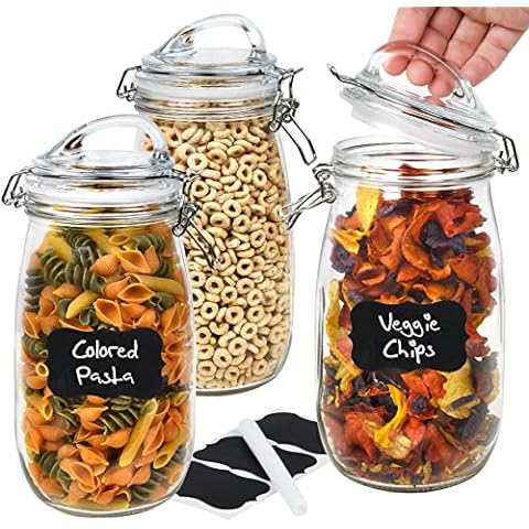 GADGETWIZ Glass Cookie Jar -2x 1/2 Gallon (64oz) & 1/4Gallon (32oz) - Glass  Apothecary Jars With Lids - Canister Sets For Kitchen Counter - Glass