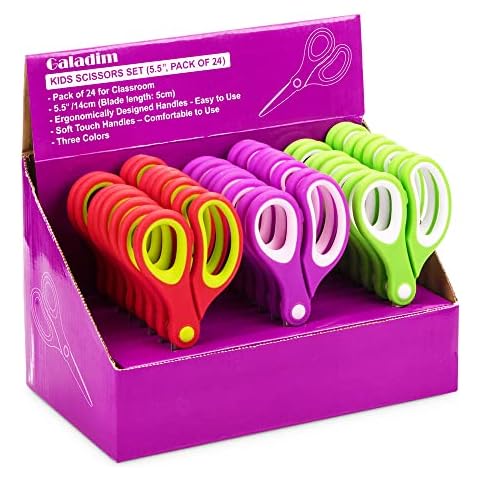 Galadim Kids Scissors (36 Count Teacher Pack, Rounded-tip, 5.5