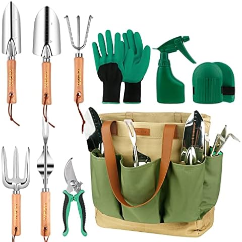 Garden Tool Set, CHRYZTAL Stainless Steel Heavy Duty Gardening Tool Set,  with Non-Slip Rubber Grip, Storage Tote Bag, Outdoor Hand Tools, Ideal  Garden