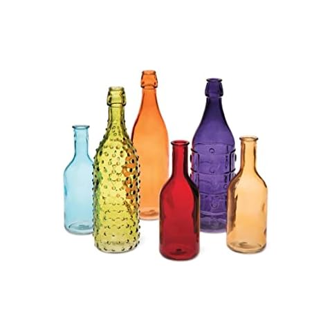 BULK PARADISE Assorted Clear Glass Bottles with Corks, 6 Pack, 2.5in X 9in,  16oz