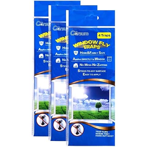 BugBane 10 Fly Strips Indoor Sticky Hanging with Pins. Fly Trap Fly Paper  Strips Indoor Hanging