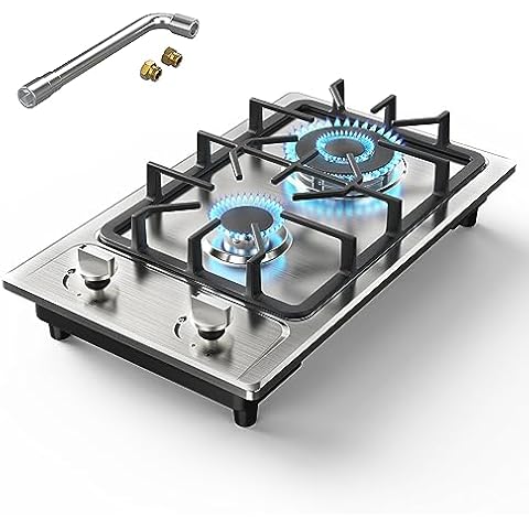 Hothit Portable 2 Burner Propane Stove Gas Cooktop Tempered Glass 28600  BTU,Black