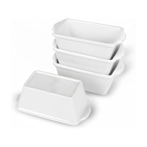 GDCZ Mini Loaf Pan Set, 6.2-Inch 4 Pcs Ceramics Non-Stick Baking Bread Pan  (White)