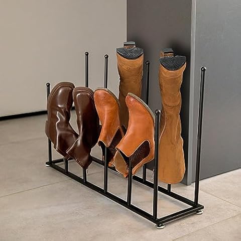 GENMOUS Free Standing Large Boot Rack Holder For Tall Boots Storage, Black  Metal Shoe Rack For Boots Storage and Organizer, Shoe Boot Rack Holds 6