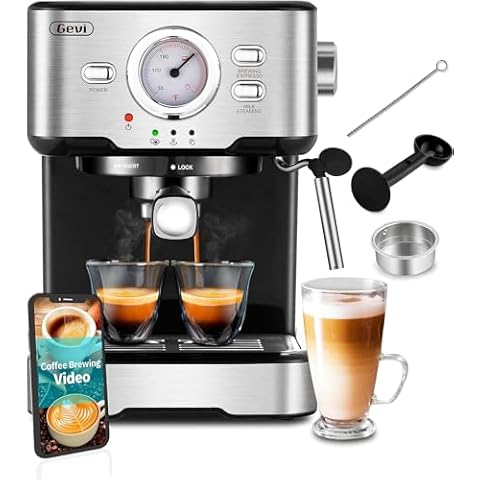 Frossvt Espresso Machine, 20 Bar Espresso Maker with Milk Frother Steam  Wand for Latte and Cappuccino, Stainless Steel Coffee machines with  1.8L/60oz