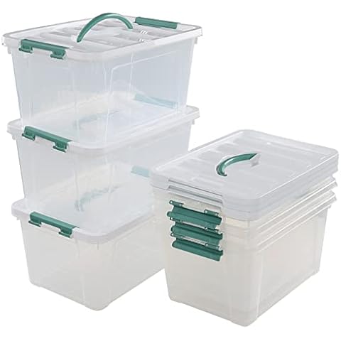 Anbers 25 Quart Clear Plastic Storage Bins with Lids, 4 Pack Latching  Storage Box with Handle 