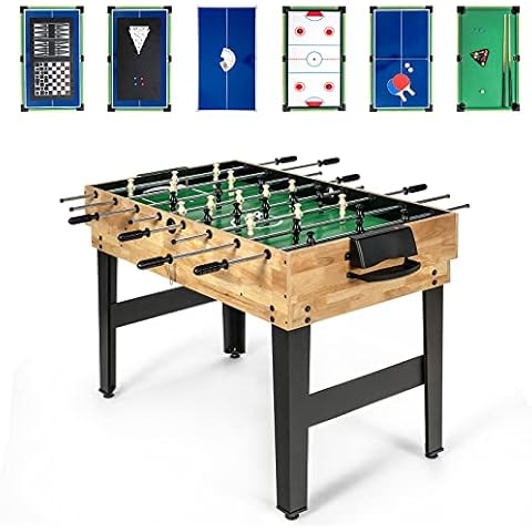 Sunnydaze Multi-Game Table with Billiards, Hockey, Foosball, Ping Pong,  Shuffleboard, Chess, Cards, Checkers, Bowling, and Backgammon - Game Time  Blue 