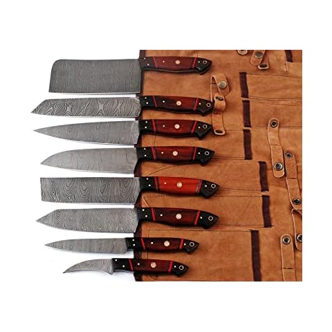 GladiatorsGuild G30 Professional Kitchen Knives Damascus Steel Utility Chef  Kitchen Knife Set Red Patook & Wenge Wood with Chopper/Cleaver Pocket Case