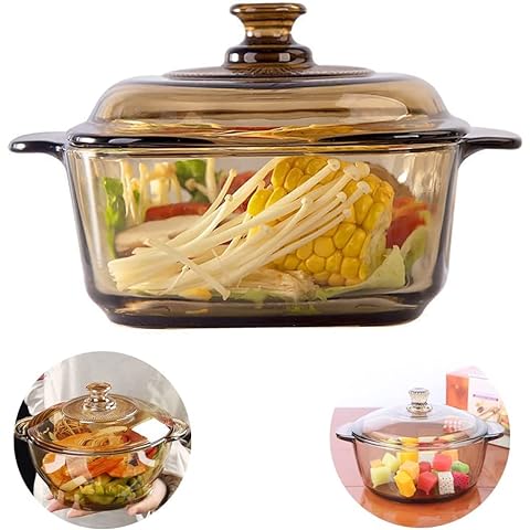 Buy Pack of 2 , 1.6 Litre and 3 Litre Glass Cooking Pot Heat-Resistant  Induction Plate Direct Flame Safe Borosilicate Glass Cookware stovetop Pot  - Safe for Pasta Noodle, Soup, Milk, Tea 