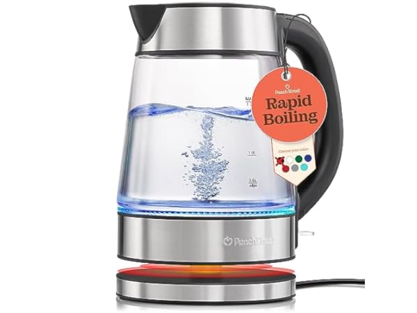 Chefman 1.8L Electric Stainless Steel Kettle with Lighted Water Level  Indicator,Digital Control,1500W
