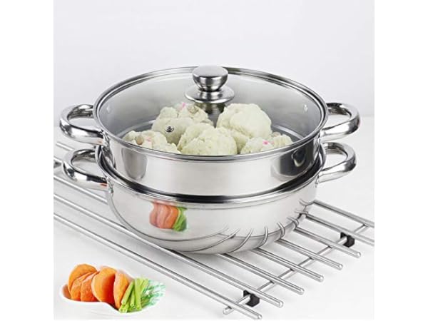 Concord 10 Stainless Steel 3 Tier Steamer Steaming Pot Cookware 24 cm (Induction compatible)
