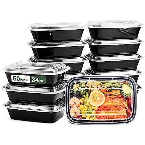  Glotoch 50Pack 34oz Meal Prep Container Microwave Safe