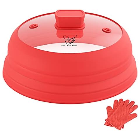 Microwave Splatter Silicone Cover Collapsible Steamer, Vented Multifunction  Splash Lid with Glass Dish Bowl Plate for Food Cooking Bacon Maker