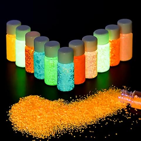 SEISSO Glow in The Dark Pigment Powder, Luminous Resin Powder with UV Lamp  for Epoxy Resin Project, Acrylic Paint, DIY Resin Crafts, Long Lasting