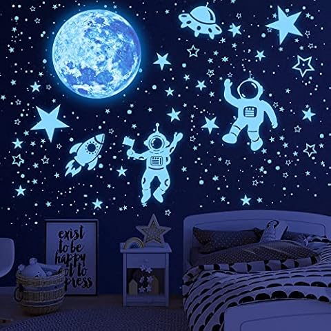 1049 Pcs Glow in the Dark Stars for Ceiling, Star Decorations for Bedroom,  Boys Girls Room Decor, Wall Decals for Bedroom, Playroom, Living Room,  Baby's Room Decoration, Best Birthday Gift - Blue 