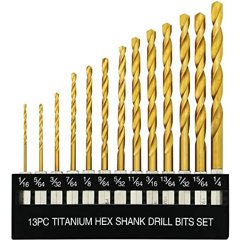 TOOLUXE 10055L Hex Shank Drill Bit Set, 30 Pc, Titanium Coated Metal Drill  Bits, Quick Change Design, Small Drill Bits from 1/16 - 1/2 Large Drill
