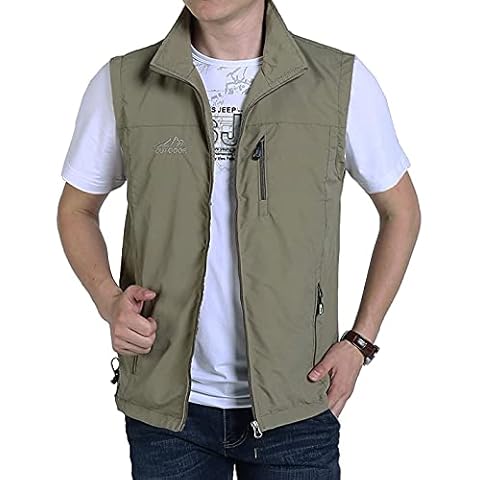 Flygo Men's Mesh Fishing Vest Multi-Pockets Quick-Dry Breathable