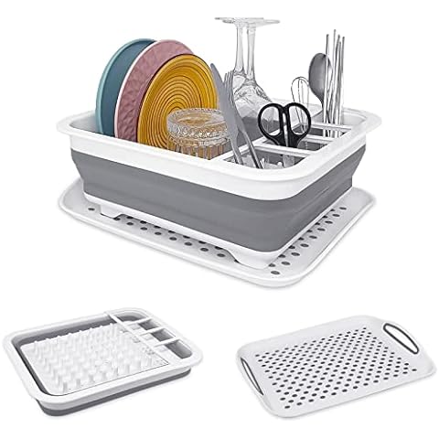 Collapsible Dish Drying Rack Portable Dinnerware Drainer Organizer for  Kitchen RV Campers Travel Trailer Space Saving Kitchen Storage Tray