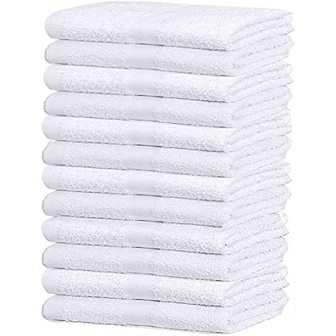  GOLD TEXTILES 60 Pack White Hotel Bath Towels Bulk 20x40 Inches  - Cotton Blend Economy Cheap Bath Towels for Commercial Uses, Gym, Salon,  Spa & Hair - Lightweight Bath Towels Quick