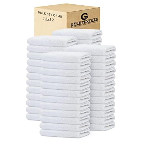 Gold Textiles Wash Cloths Kitchen Towels, Cotton Blend (12x12 inches) Commercial Grade Cleaning Cloths (12)